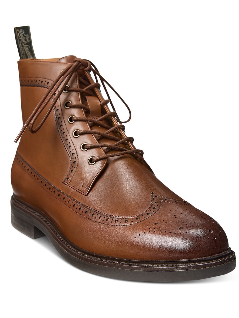 Ralph Lauren Men’s  Leather Wingtip Lace-Up Boot - Brown
